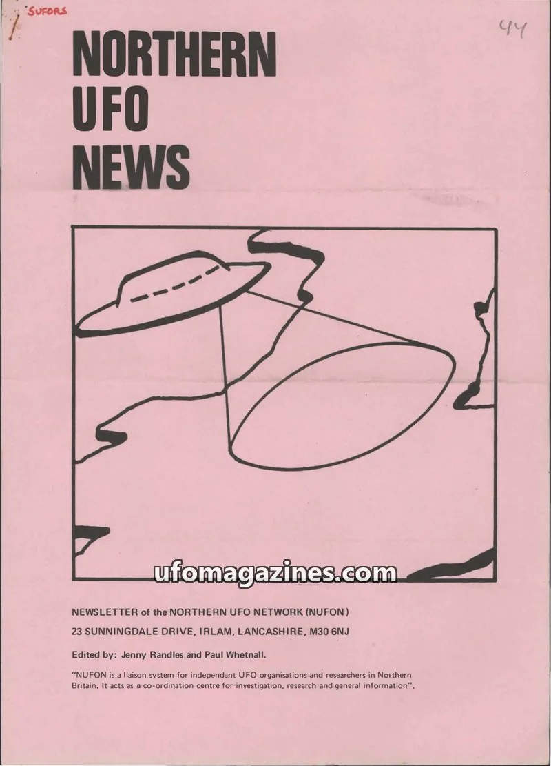 Cover of NORTHERN UFO NETWORK (NUFON) issue 44: NORTHERN UFO NEWS