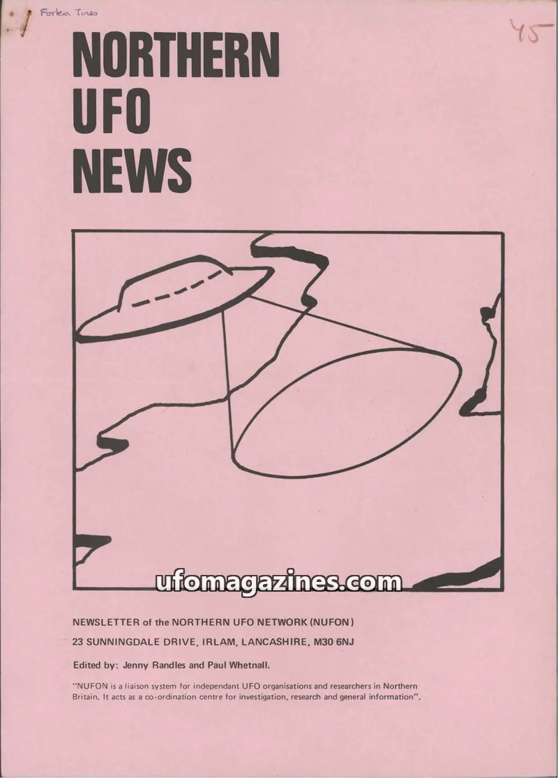 Cover of NORTHERN UFO NETWORK (NUFON) issue 45: NORTHERN UFO NEWS