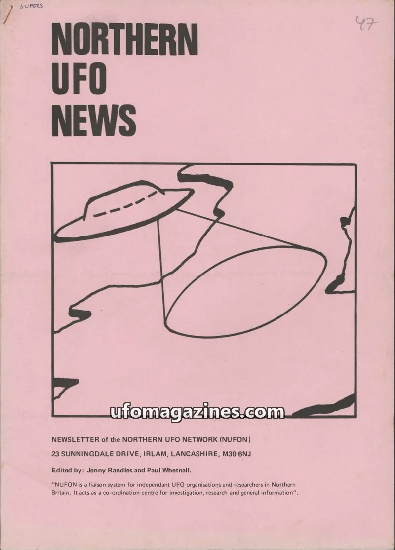 Cover of NORTHERN UFO NETWORK (NUFON) issue 47: NORTHERN UFO NEWS