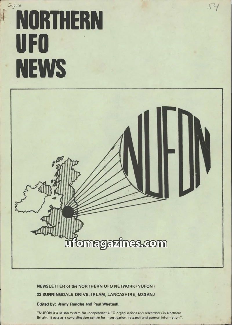 Cover of NORTHERN UFO NETWORK (NUFON) issue 54: NORTHERN UFO NEWS