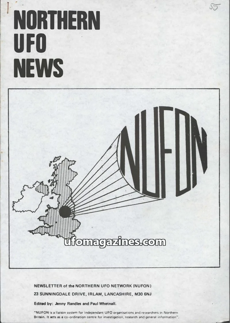 Cover of NORTHERN UFO NETWORK (NUFON) issue 55: NORTHERN UFO NEWS