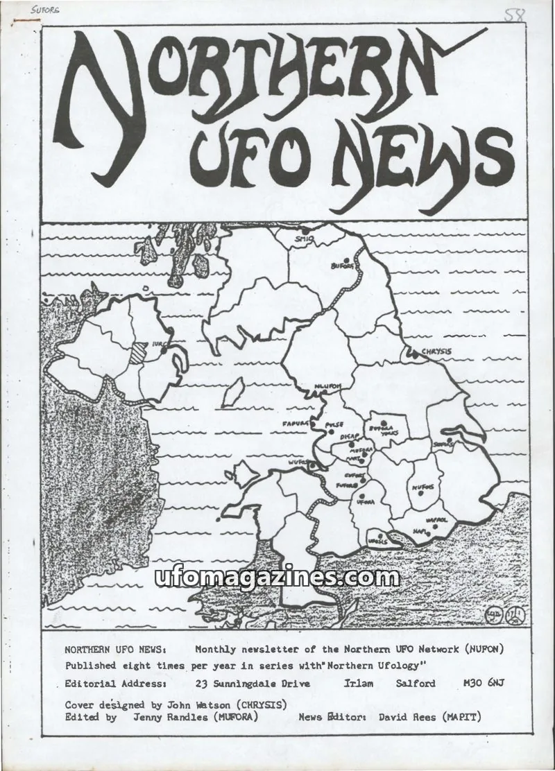 Cover of Northern UFO Network (NUFON) issue 58: NORTHERN UFO NEWS