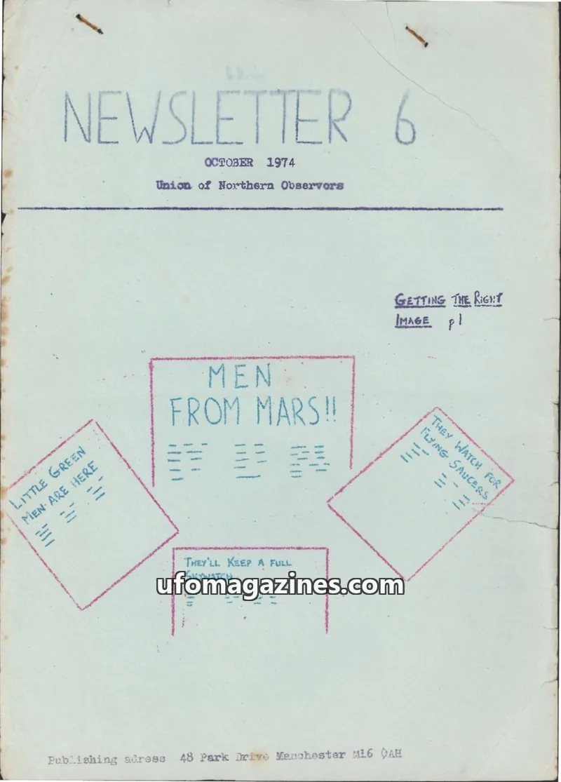Cover of Northern UFO News (Jenny Randles) issue 6: NEWSLETTER