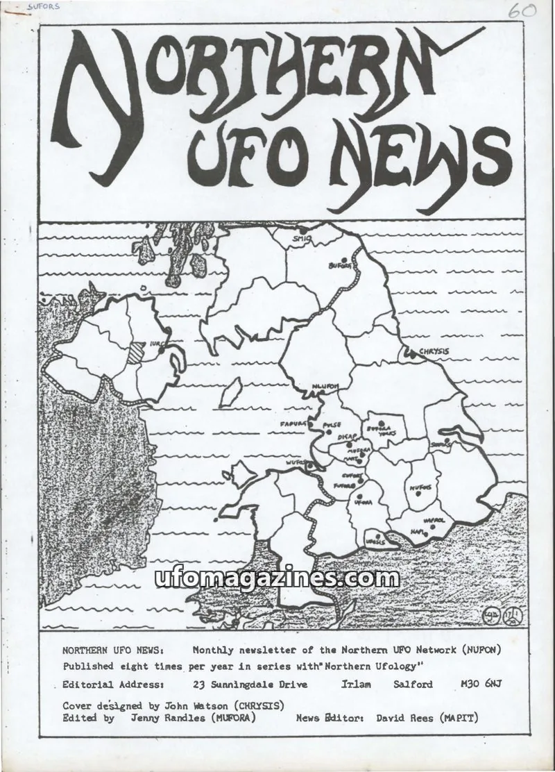 Cover of Northern UFO Network (NUPON) issue 60: NORTHERN UFO NEWS