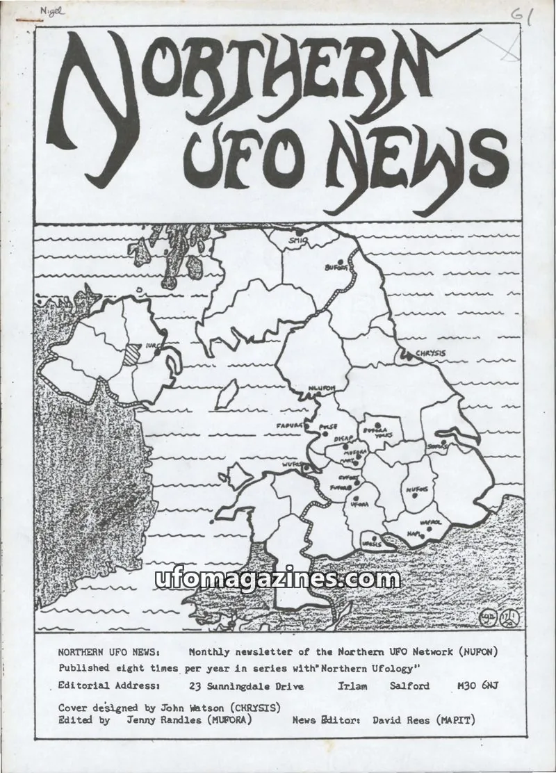 Cover of Northern UFO Network (NUFON) issue 61: NORTHERN UFO NEWS