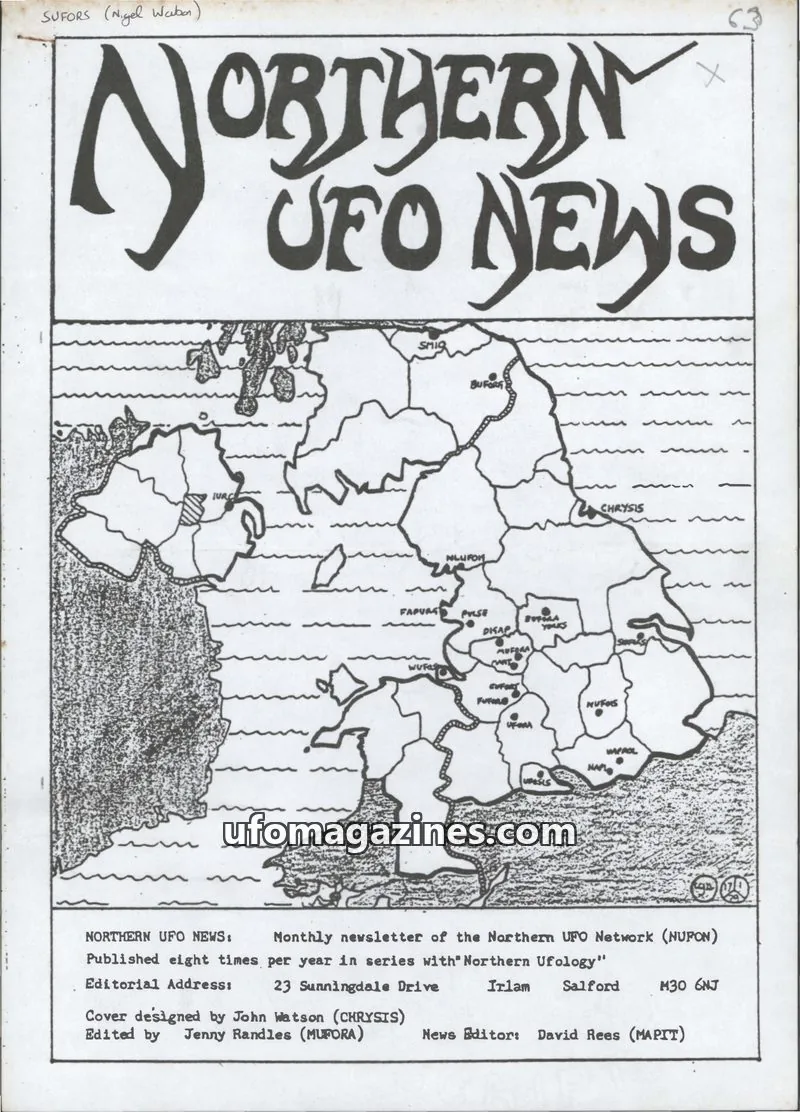 Cover of Northern UFO Network (NUPON) issue 63: NORTHERN UFO NEWS