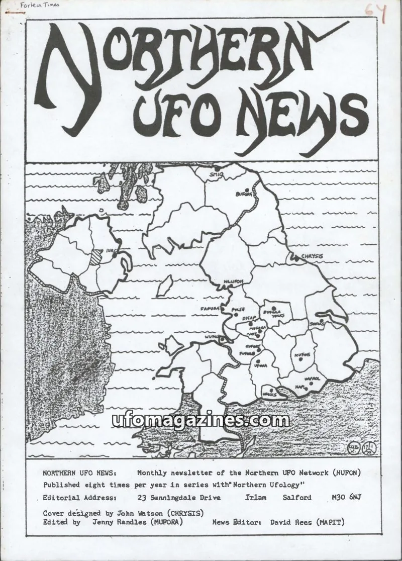 Cover of Northern UFO Network (NUFON) issue 64: NORTHERN UFO NEWS