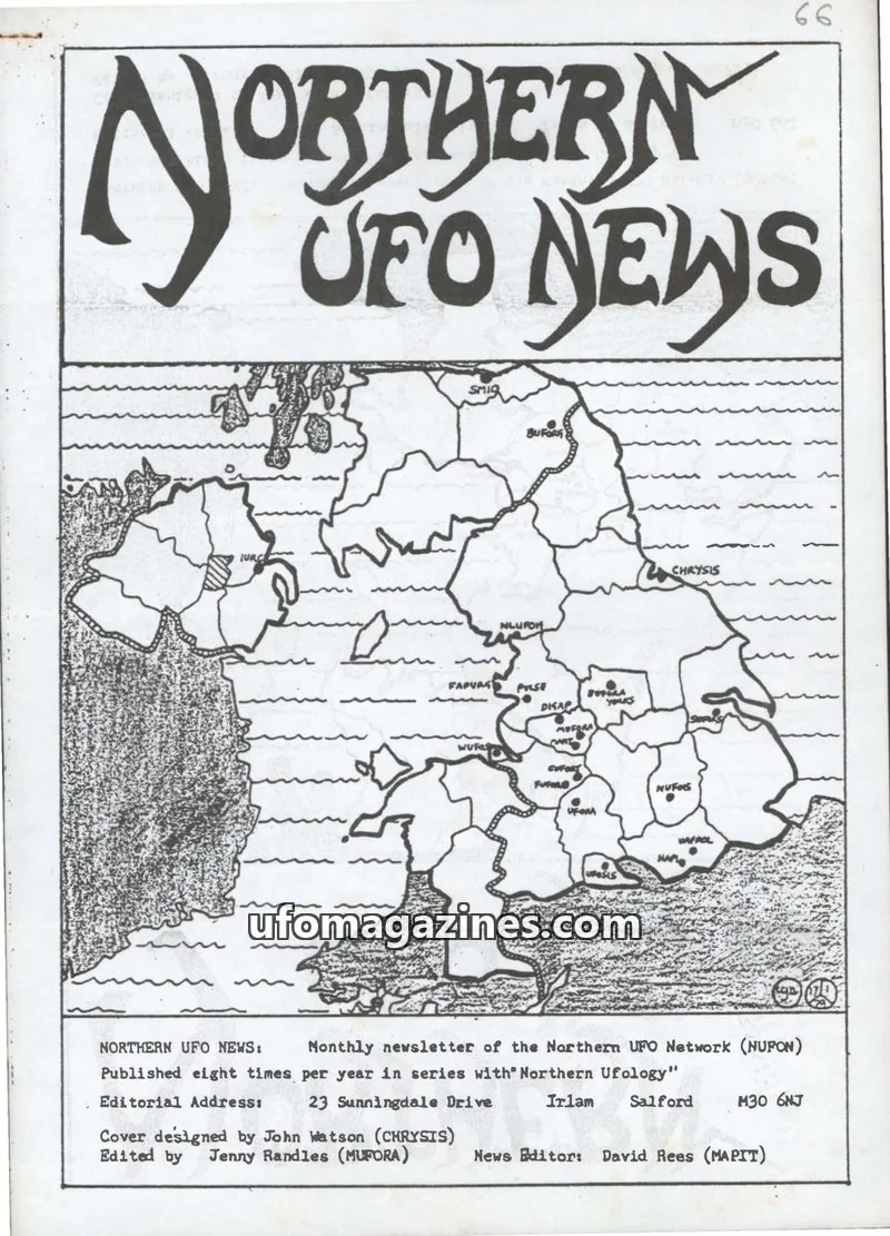 Cover of Northern UFO Network (NUPON) issue 66: NORTHERN UFO NEWS