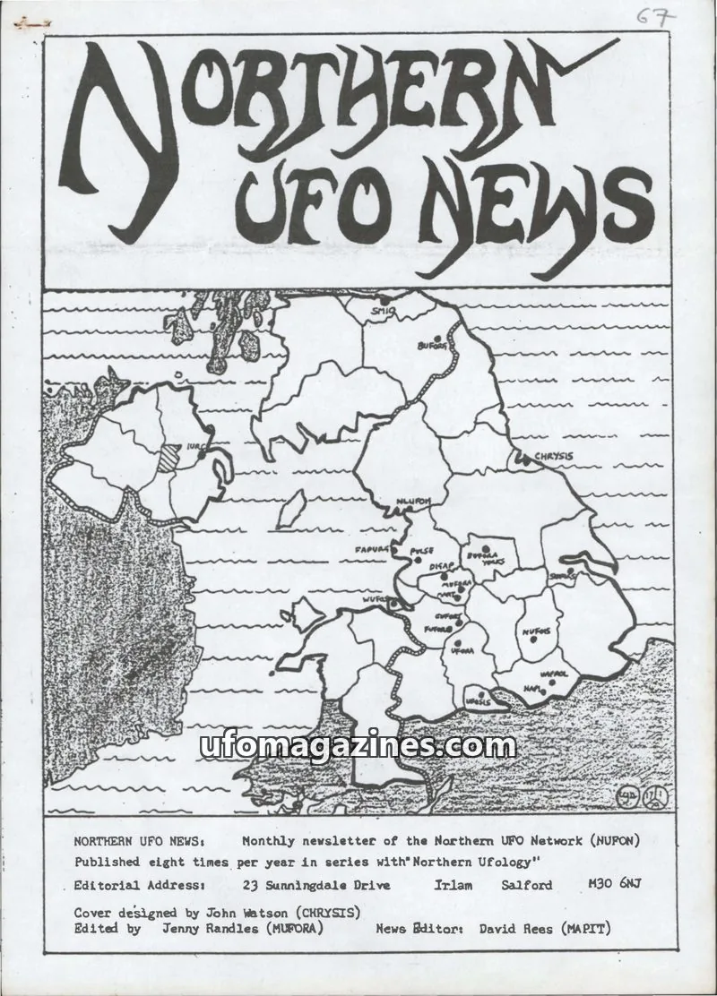 Cover of Northern UFO Network (NUPON) issue 67: NORTHERN UFO NEWS