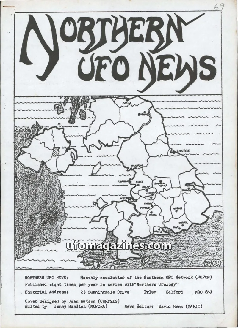 Cover of Northern UFO Network (NUFON) issue 69: NORTHERN UFO NEWS