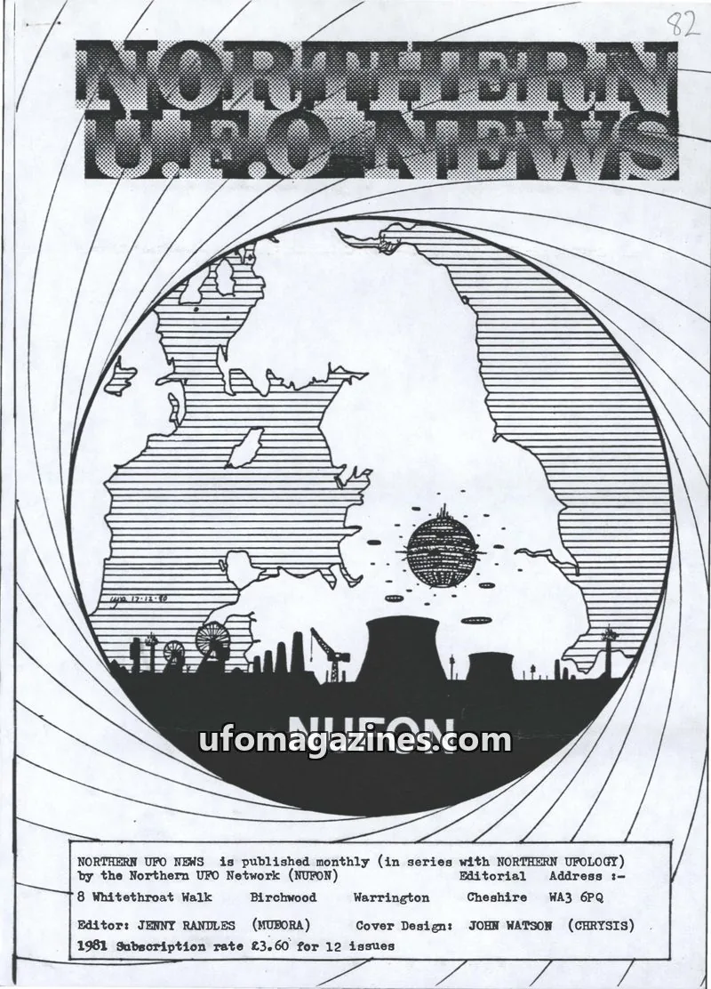 Cover of Northern UFO Network (NUFON) issue 82: NORTHERN UFO NEWS