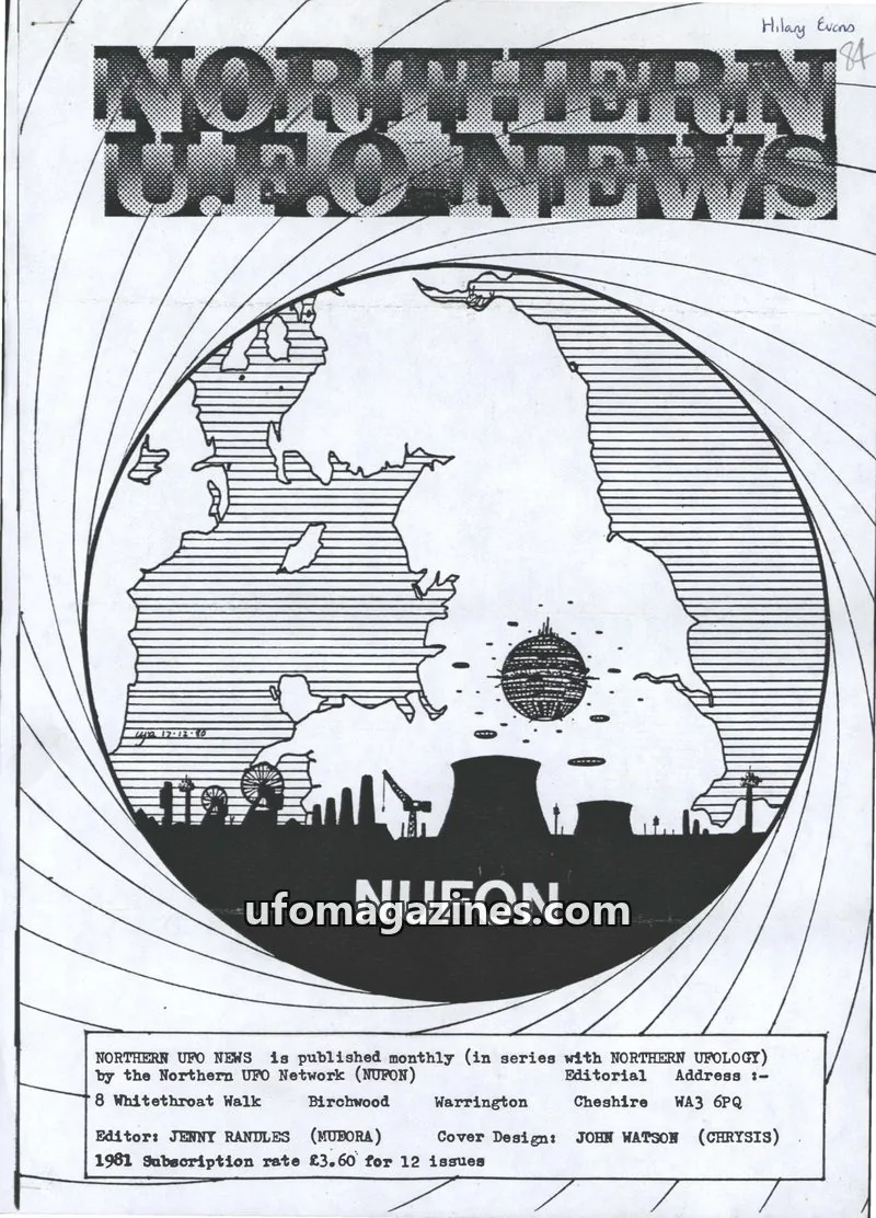 Cover of Northern UFO Network (NUFON) issue 84: NORTHERN UFO NEWS