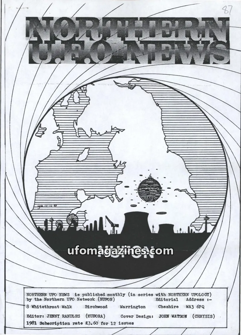 Cover of Northern UFO Network (NUFON) issue 87: NORTHERN UFO NEWS