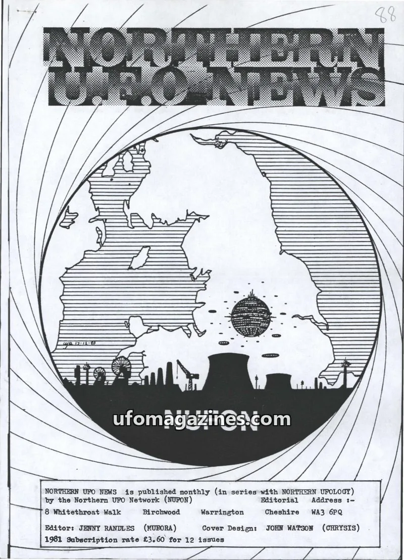 Cover of Northern UFO Network (NUFON) issue 88: NORTHERN UFO NEWS
