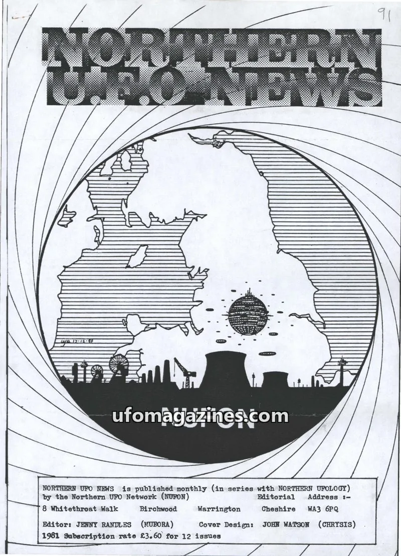 Cover of Northern UFO Network (NUFON) issue 91: NORTHERN UFO NEWS