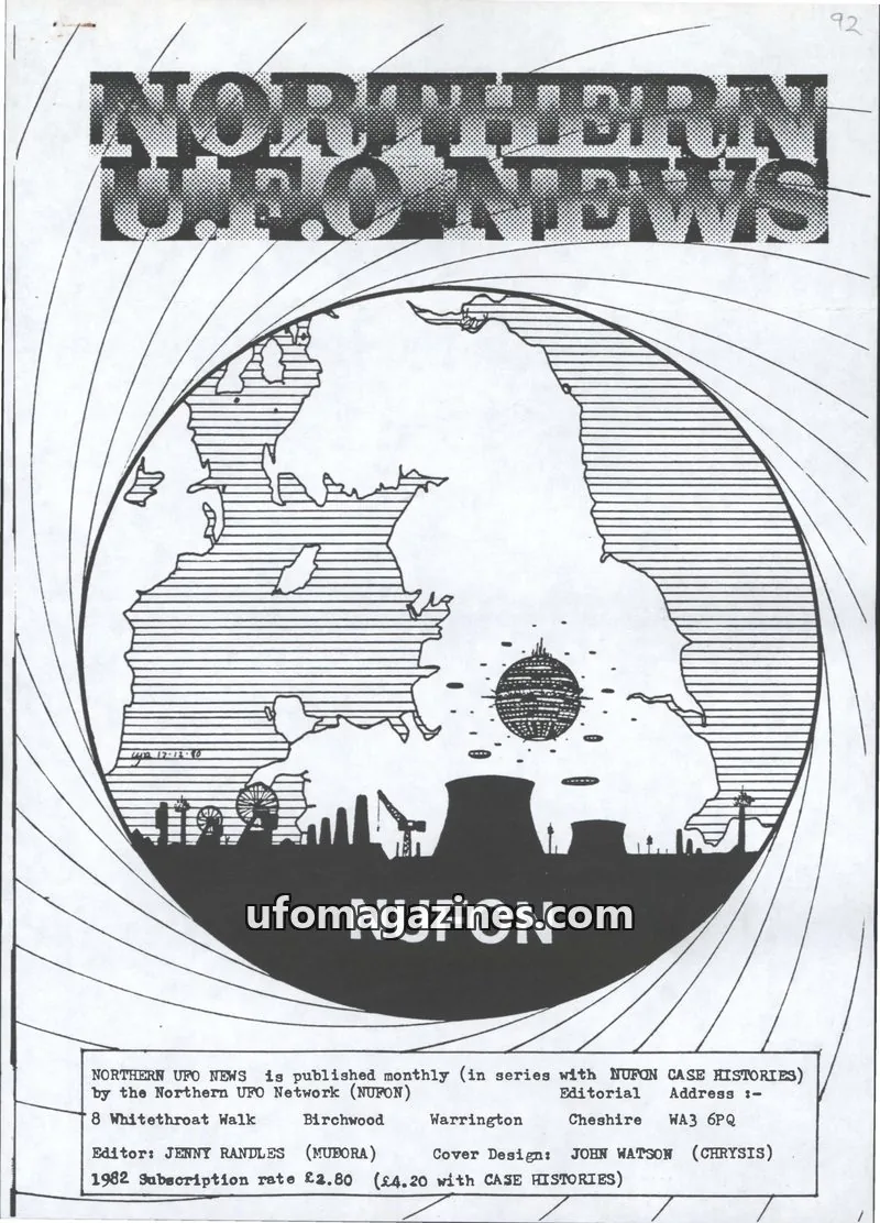 Cover of Northern UFO Network (NUFON) issue 92: NORTHERN UFO NEWS