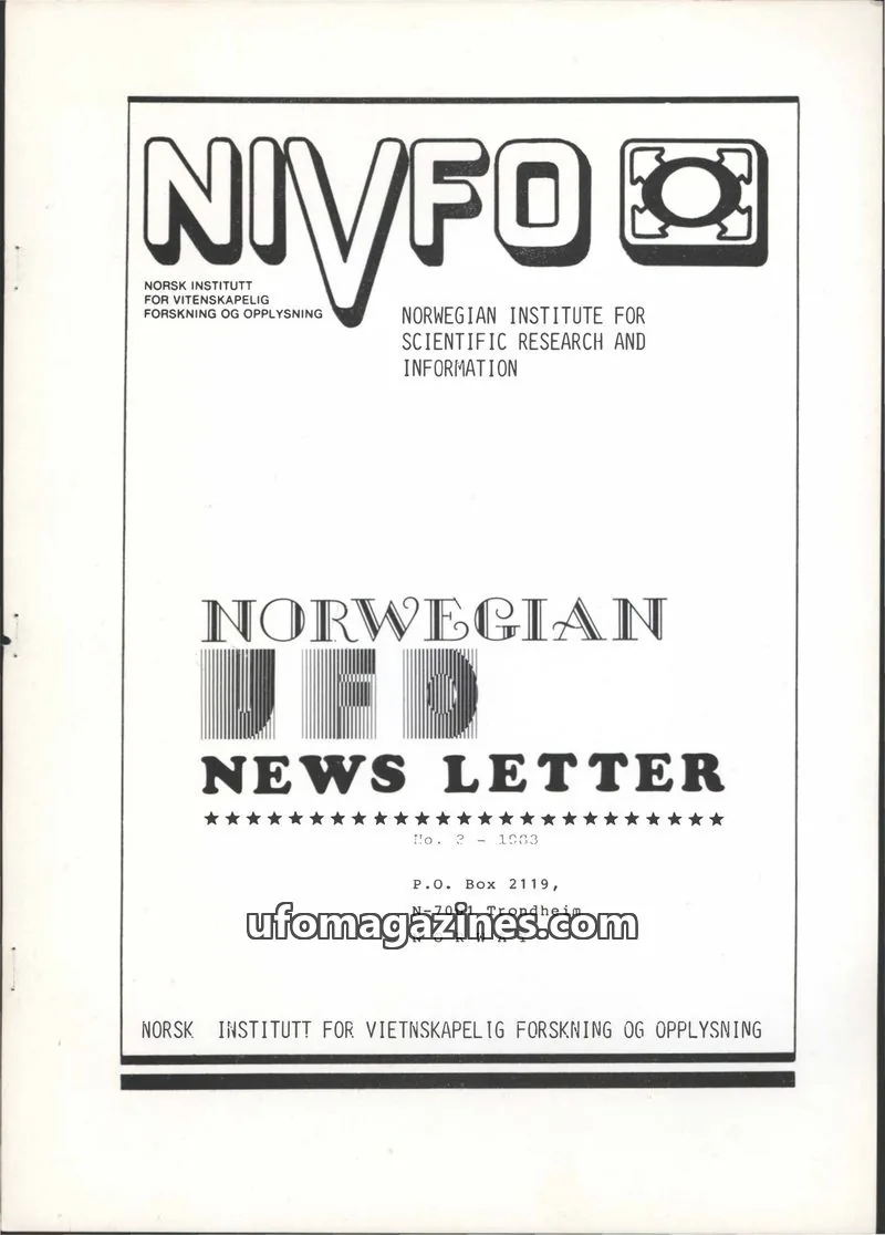 Cover of NIVFO issue 3: NORWEGIAN UFO REPORTS