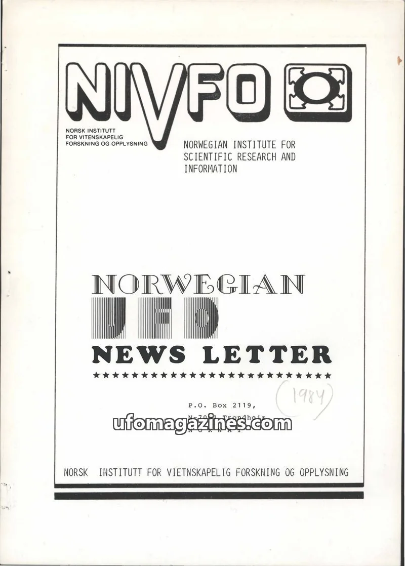 Cover of NIVFO: NORWEGIAN UFO NEWS LETTER