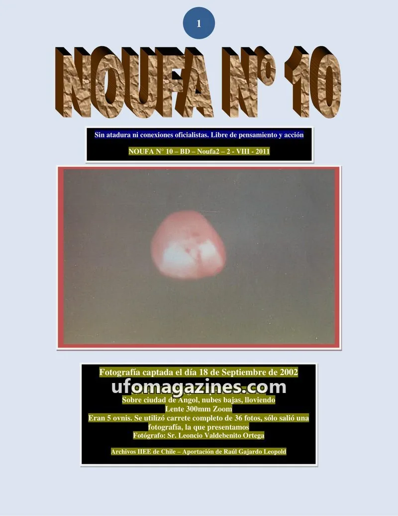 Cover of Noticiero Ufologico Autonomo (Galvez) issue 10: NOUFA