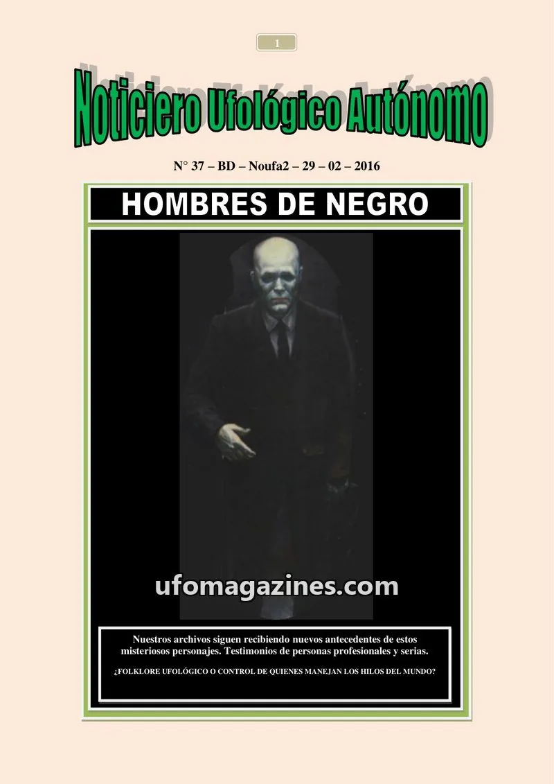 Cover of Noticiero Ufologico Autonomo (Galvez) issue 37: Noticiero Ufológico Autónomo