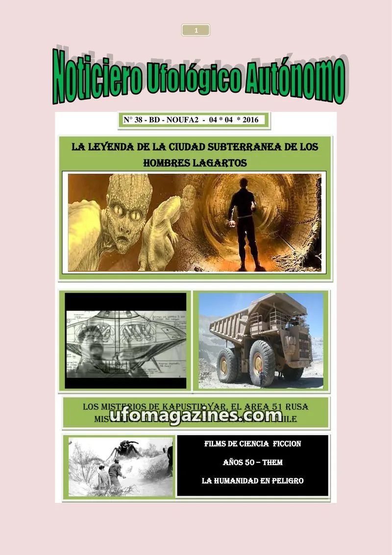 Cover of Noticiero Ufologico Autonomo (Galvez) issue 38: Noticiero Ufológico Autónomo