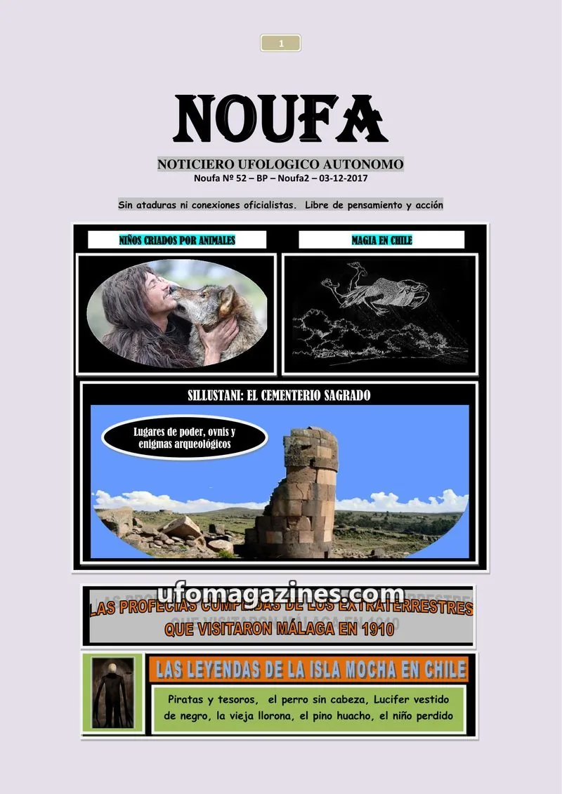 Cover of Noticiero Ufologico Autonomo (Galvez) issue 52: NOUFA
