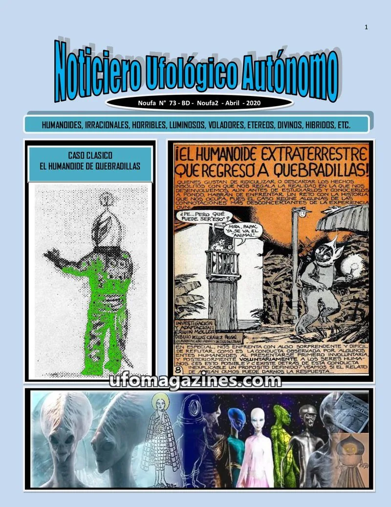 Cover of Noticiero Ufologico Autonomo (Galvez) issue N° 73: Noticiero Ufológico Autónomo