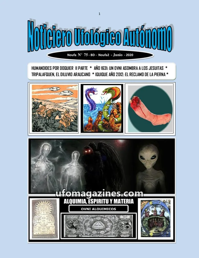 Cover of Noticiero Ufologico Autonomo (Galvez) issue 75: Noticiero Ufológico Autónomo