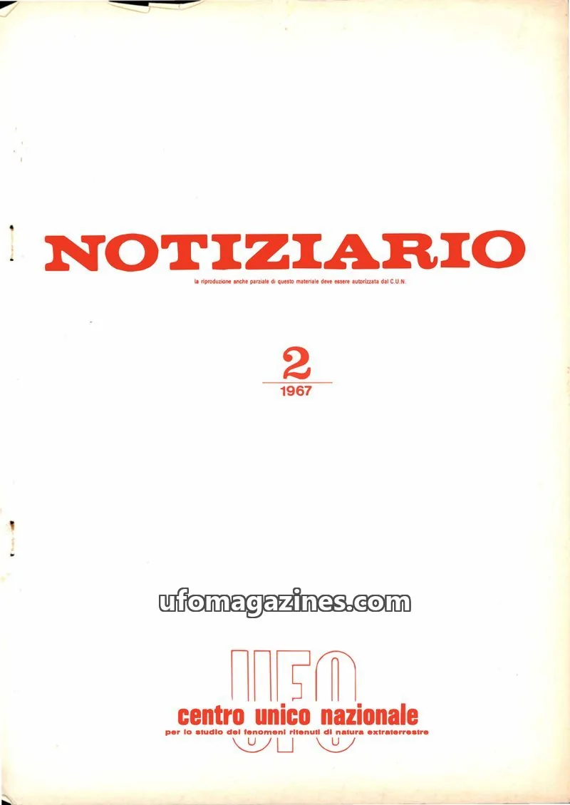 Cover of Notiziario UFO (CUN) issue 2: NOTIZIARIO