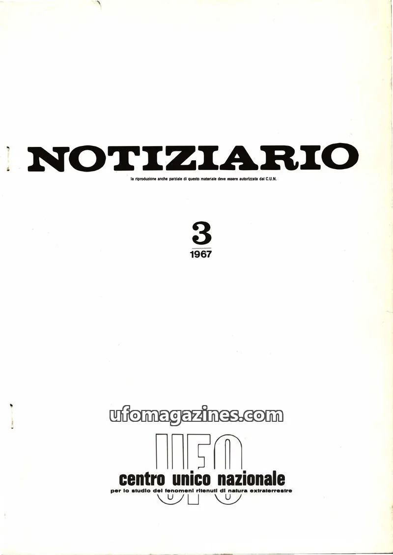 Cover of Notiziario UFO (CUN) issue 3: NOTIZIARIO