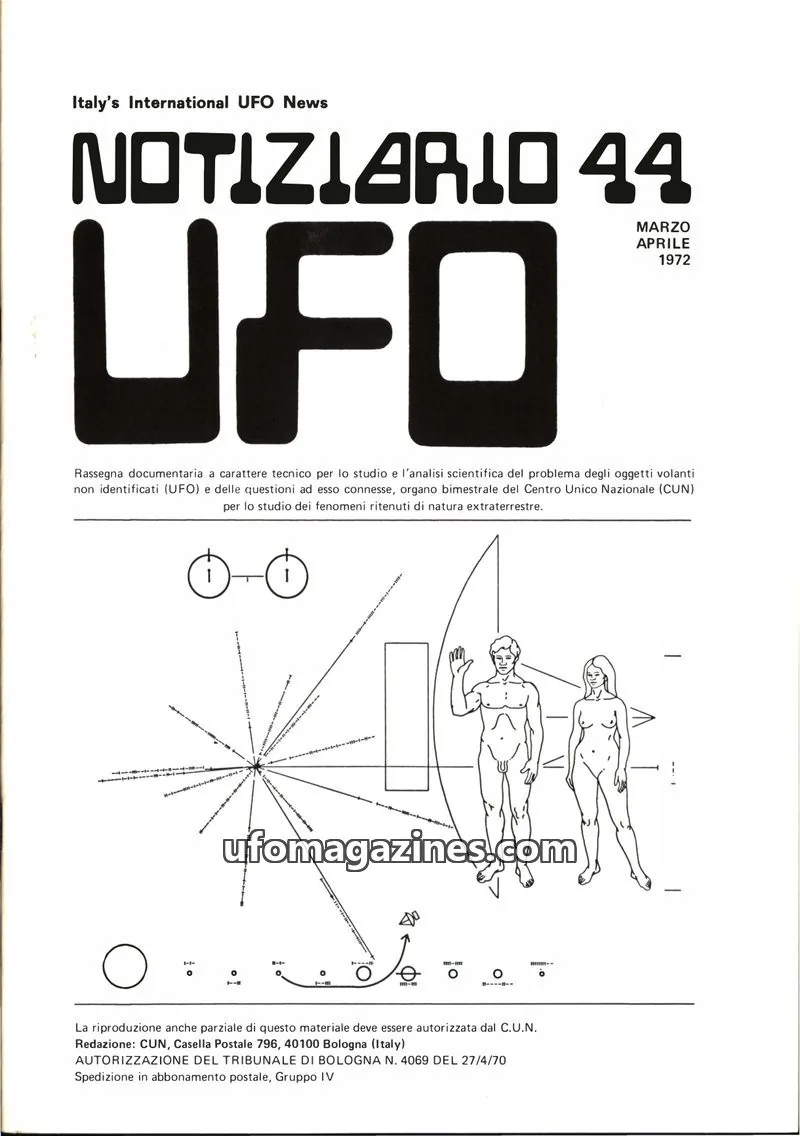 Cover of Notiziario UFO (CUN) issue 44: NOTIZIARIO UFO