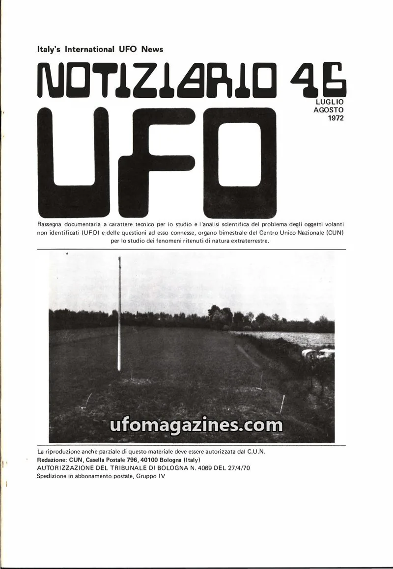 Cover of Notiziario UFO (CUN) issue 46: NOTIZIARIO UFO