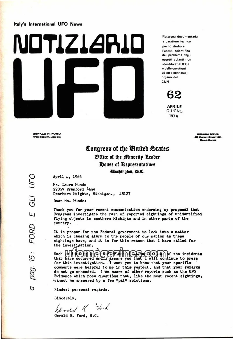 Cover of CUN issue 62: Italy's International UFO News NOTIZIARIO UFO