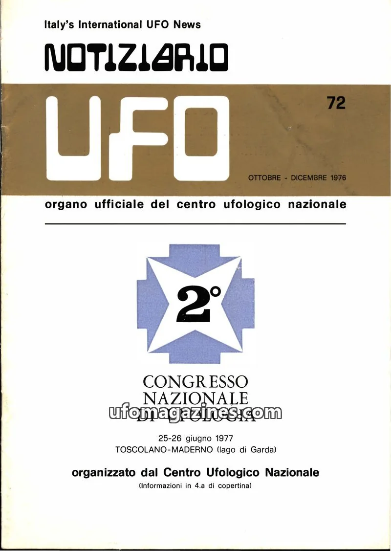 Cover of Notiziario UFO (CUN) issue 72: NOTIZIARIO UFO