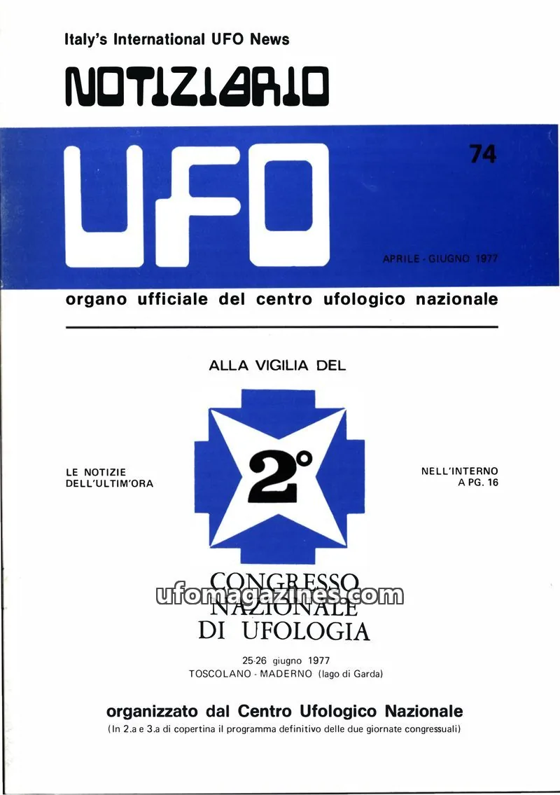 Cover of Notiziario UFO (CUN) issue 74: NOTIZIARIO UFO