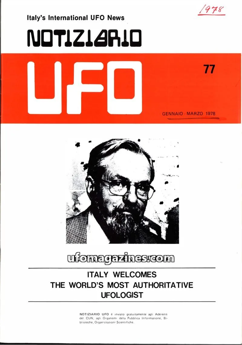 Cover of Notiziario UFO (CUN) issue 77: NOTIZIARIO UFO