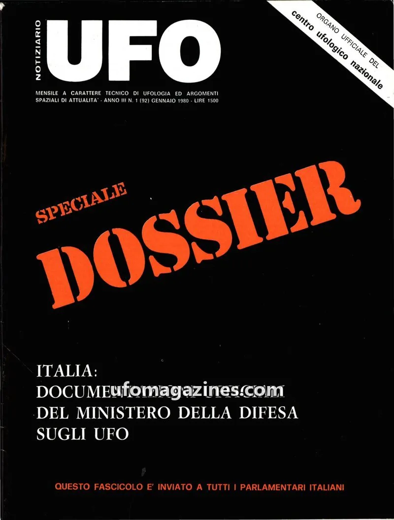 Cover of Notiziario UFO (CUN) issue 1 (92): UFO NOTIZIARIO