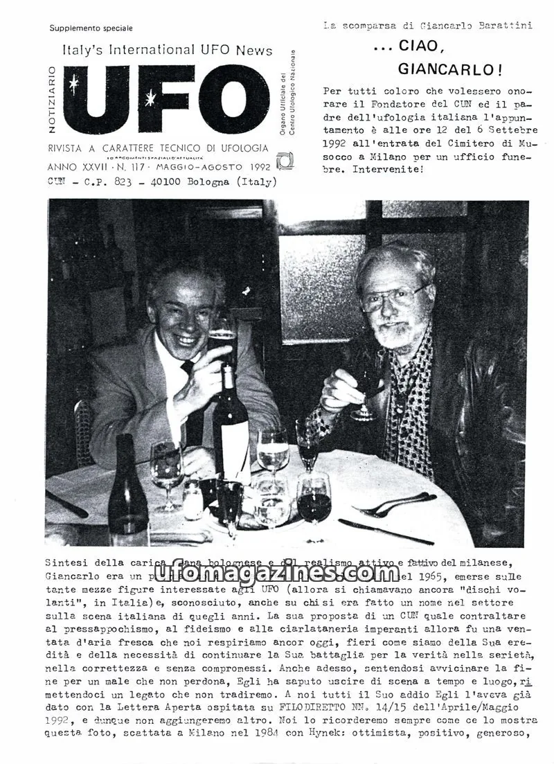 Cover of Notiziario UFO (CUN) issue N. 117: UFO