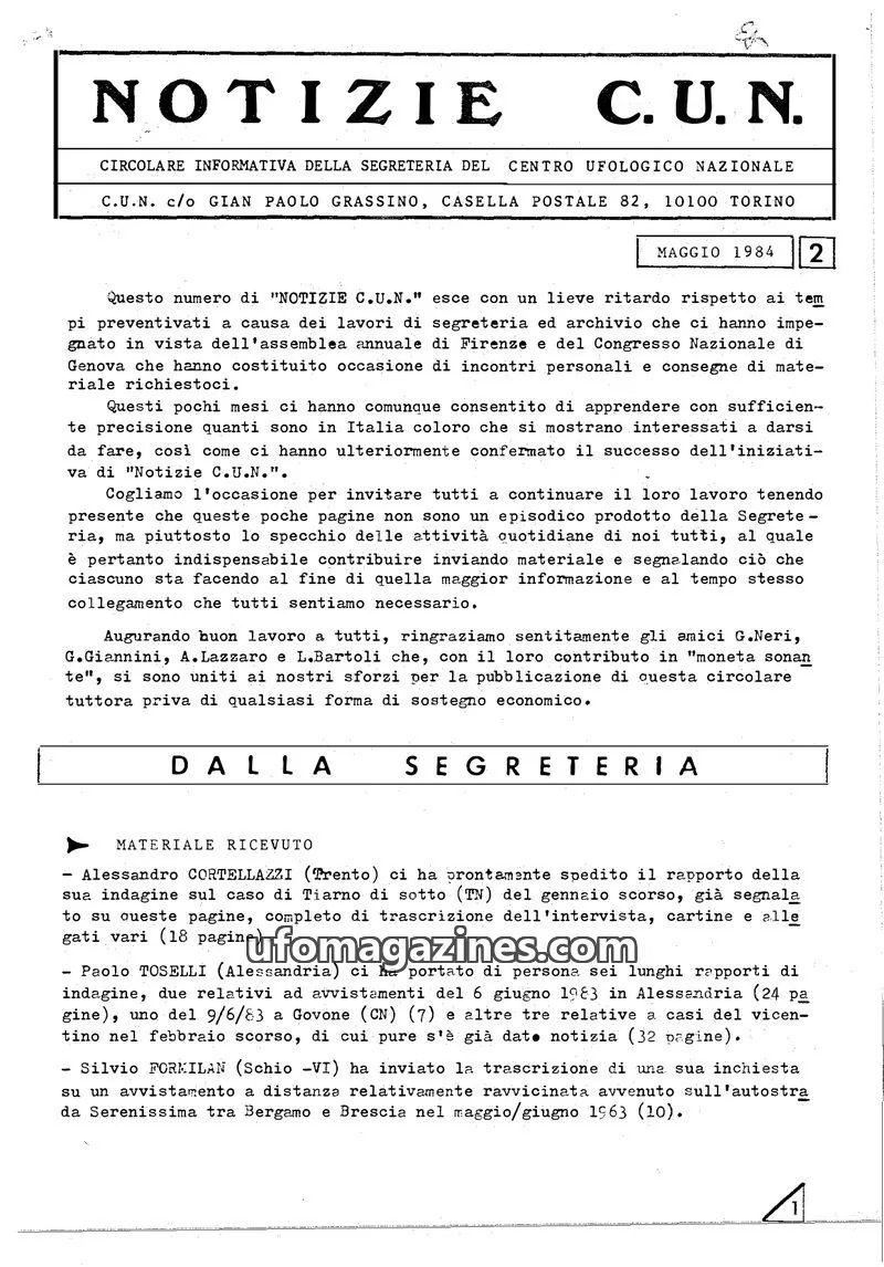 Cover of Notizie CUN issue 2: NOTIZIE C.U.N.
