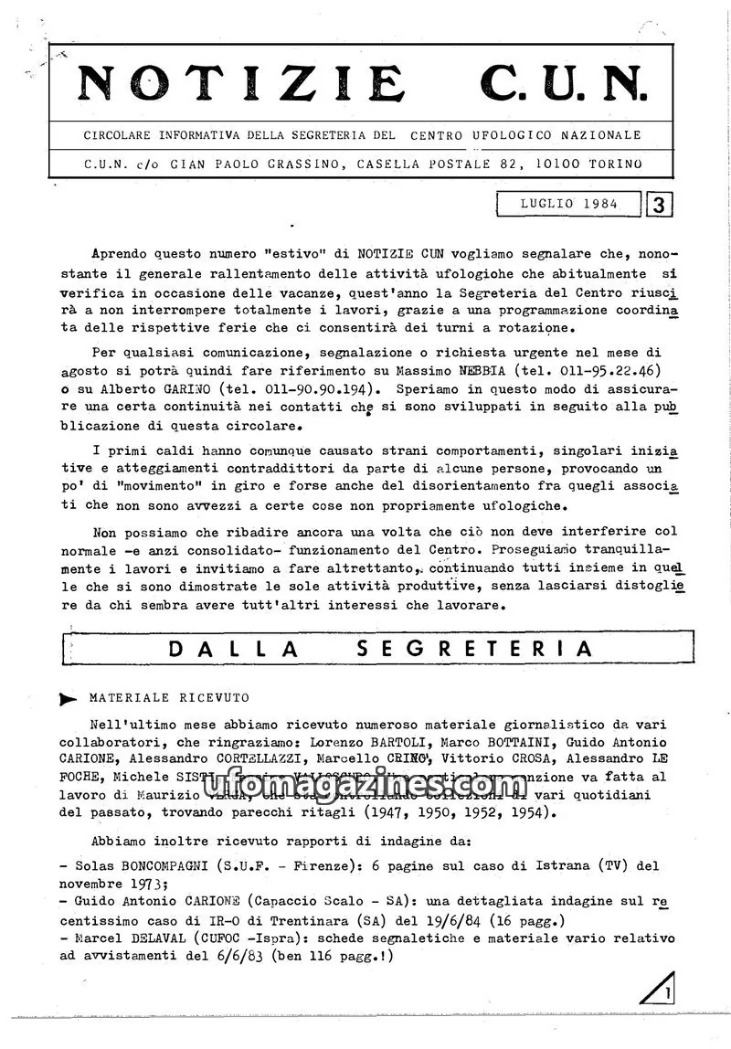 Cover of Notizie CUN issue 3: NOTIZIE C. U. N.
