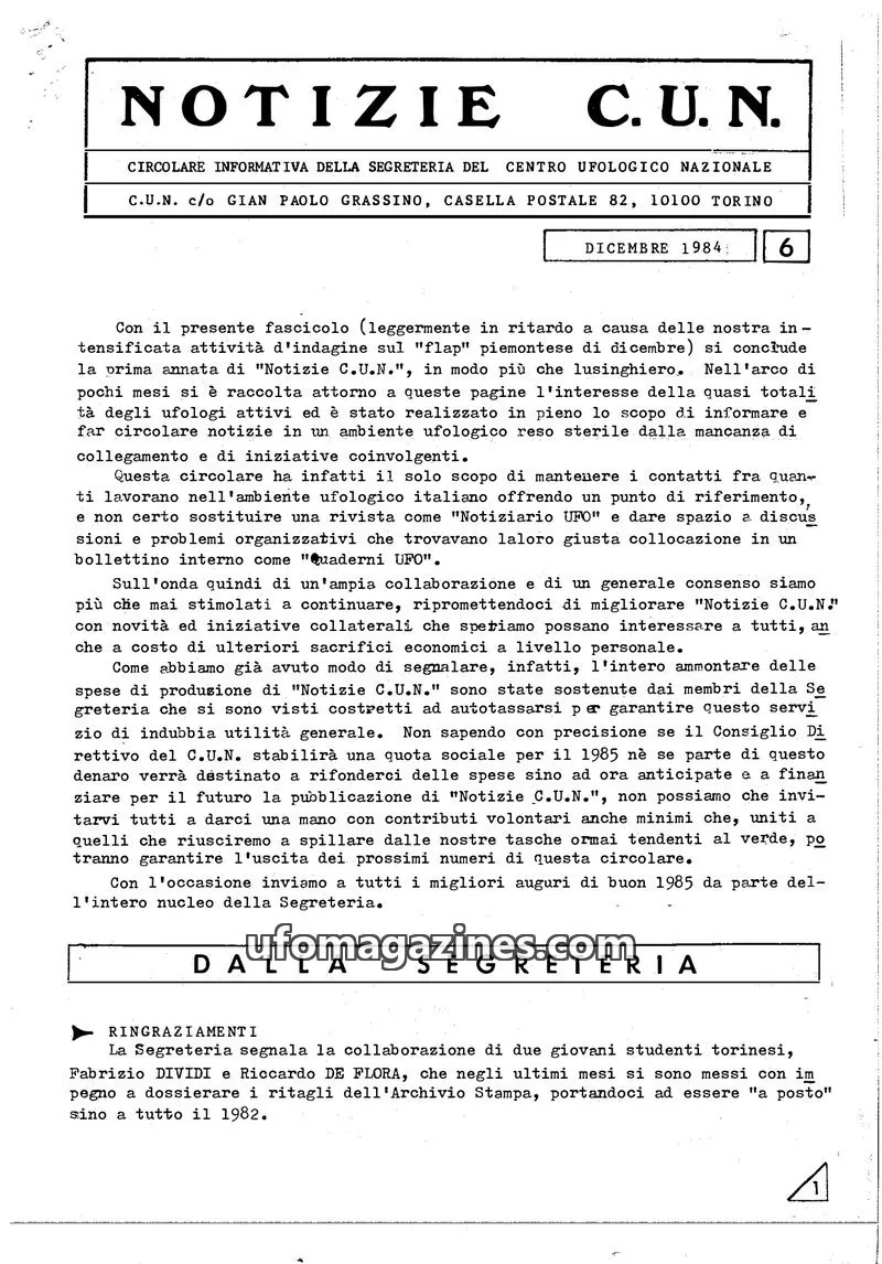 Cover of Notizie CUN issue 6: NOTIZIE C.U.N.