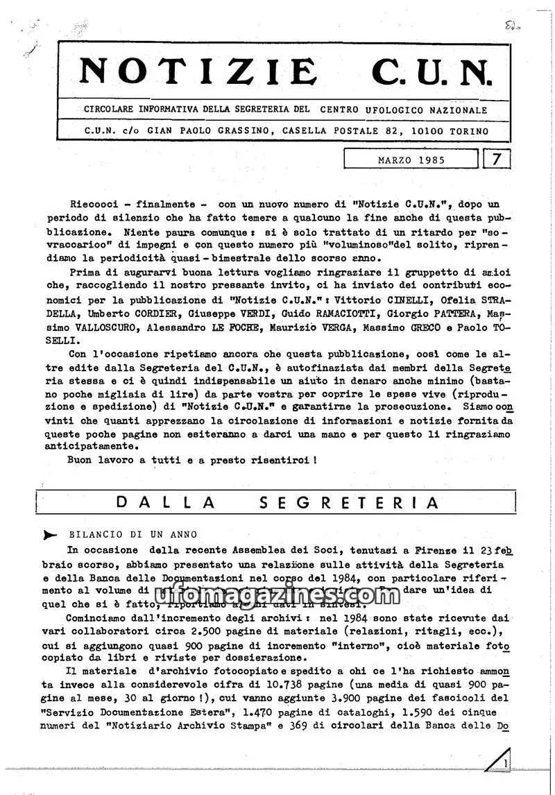 Cover of Notizie CUN issue 7: NOTIZIE C.U.N.