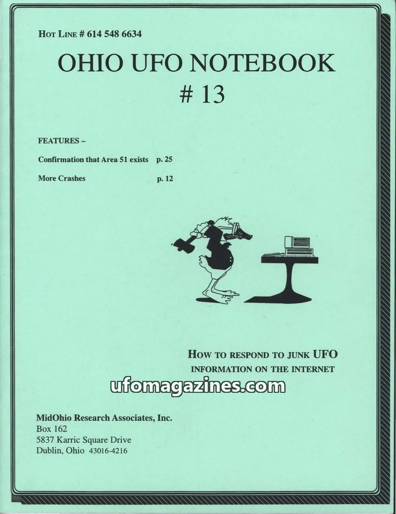 Cover of Ohio UFO Notebook issue 13: OHIO UFO NOTEBOOK