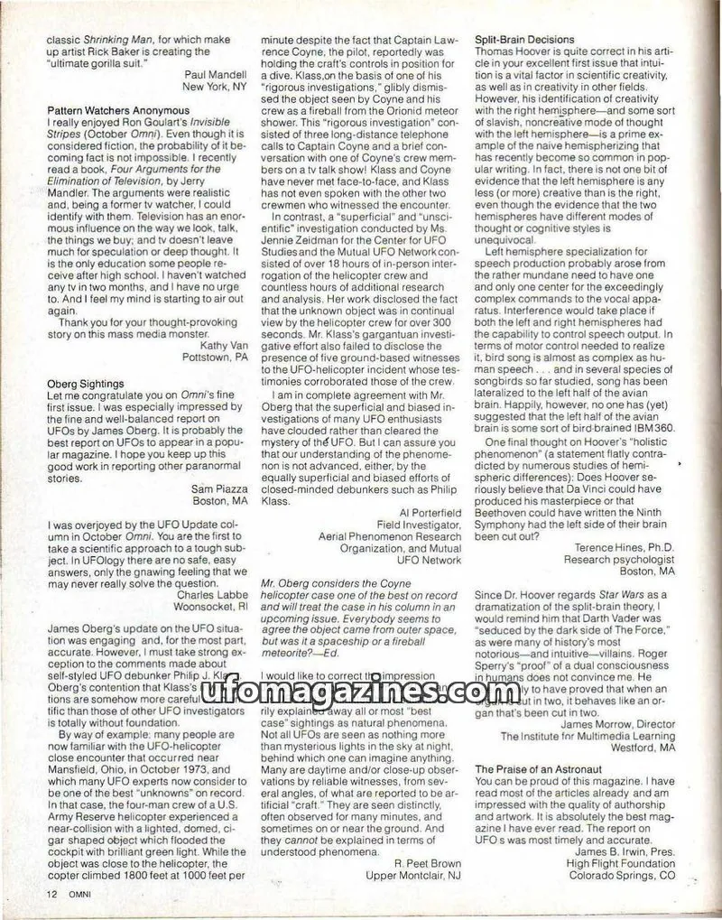 Cover of Omni Publications International Ltd. issue 1: OMNI