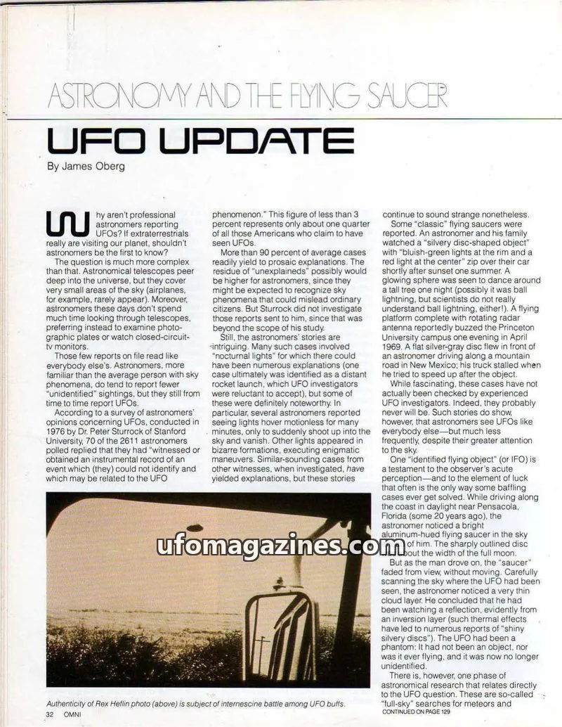Cover of OMNI issue UPDATE: ASTRONOMY AND THE FLYING SAUCER