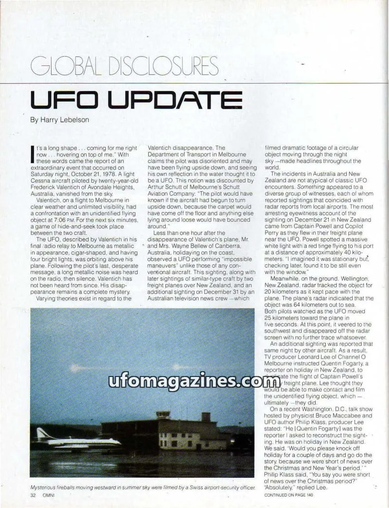 Cover of OMNI issue 32: GLOBAL DISCLOSURES UFO UPDATE