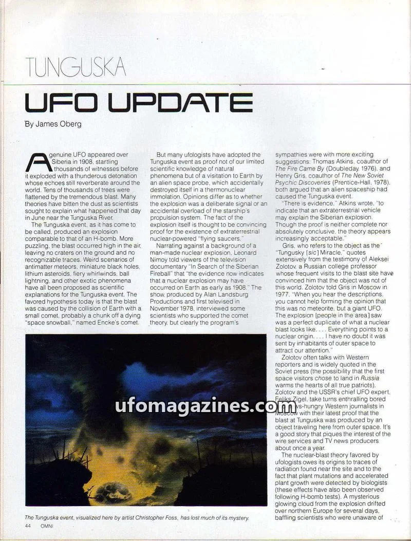 Cover of OMNI issue 44: TUNGUSKA UFO UPDATE
