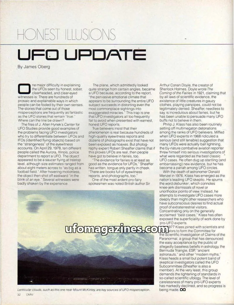 Cover of OMNI issue 32: HONEST ILLUSIONS UFO UPDATE