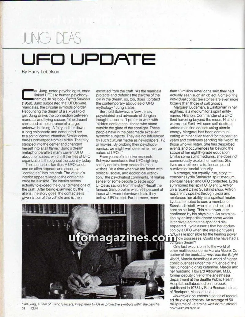 Cover of OMNI issue CONTINUED FROM PAGE 32: UFO