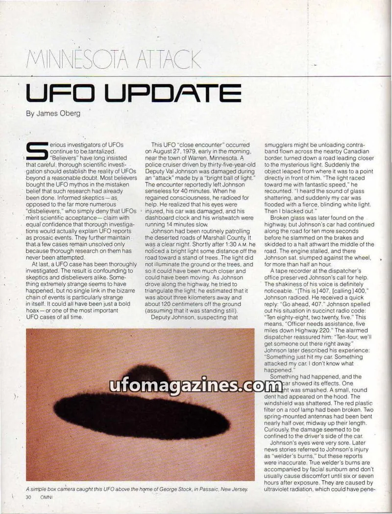 Cover of OMNI issue 30: MINNESOTA ATTACK UFO UPDATE